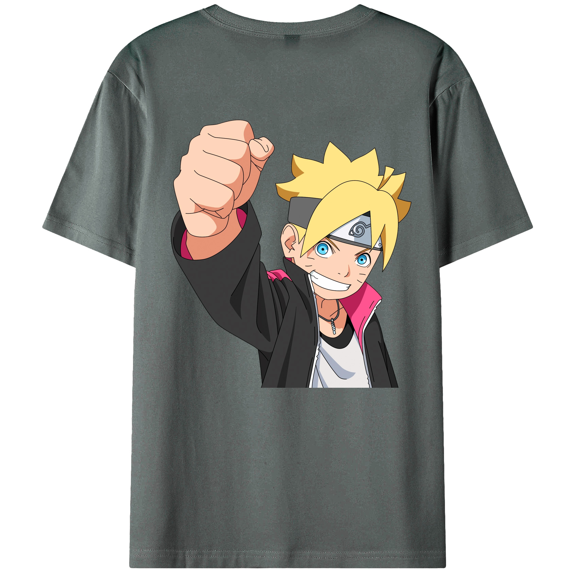 （画像用） NARUTO -ナルト- うずまき ボルト Uzumaki Boruto 綿100％ メンズ半袖Tシャツ（バックプリント） 通気性